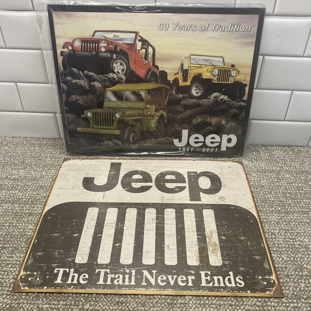 Jeep Signs Set Of‎ 2 One New Sealed Garage Man Cave Jeep Collectors Nice Signage